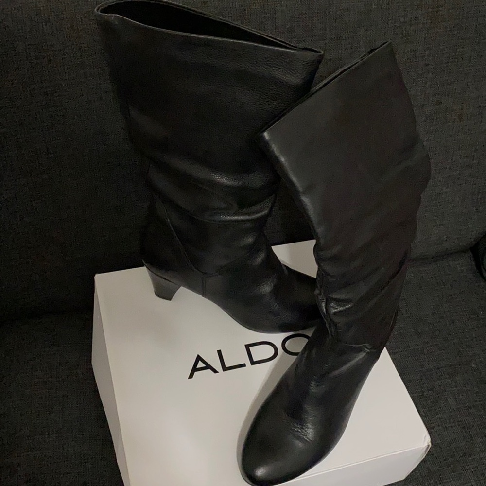 ALDO BLack Leather Boots Size 40